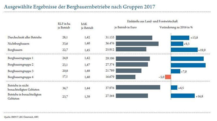 Ausgewählte Ergebnisse der Bergbauernbetriebe nach Gruppen 2017 Ausgewählte Ergebnisse der Bergbauernbetriebe nach Gruppen 2017