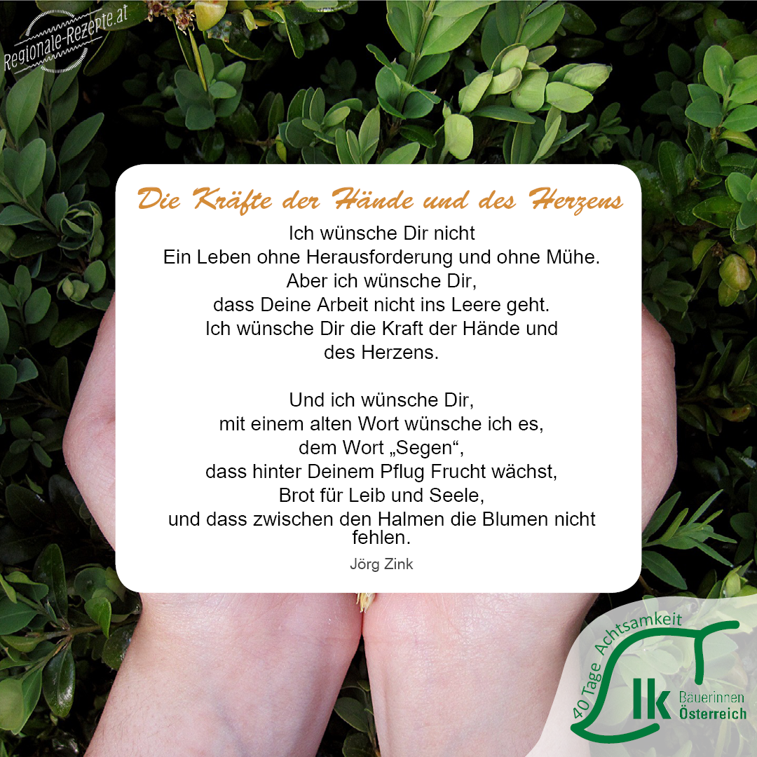 Spruch Tirol Die Kräfte der Hände und des Herzens © Pixabay
