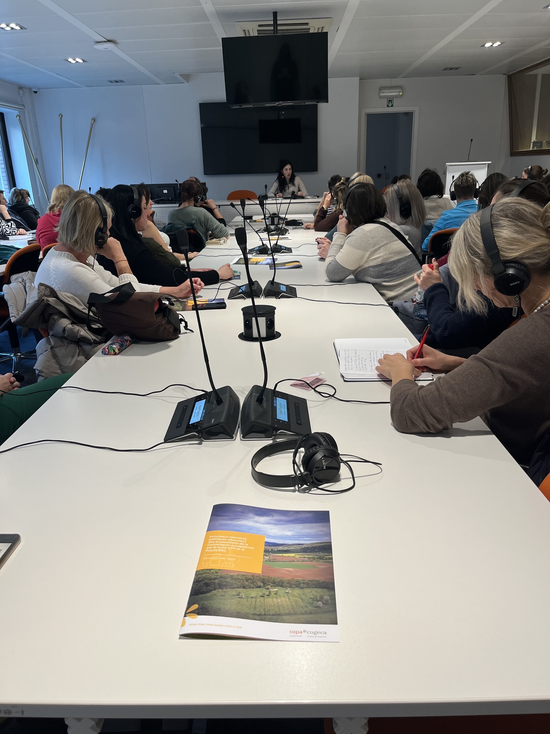 Gruppe hört einem Vortrag zu