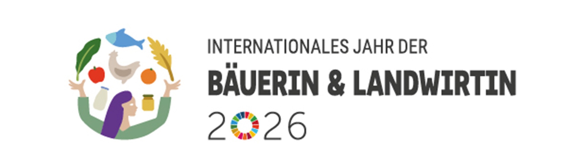 Logo IYWF - bunt mit weißem Hintergrund - Int Jahr d Bäuerin 2026 - 2100x600px