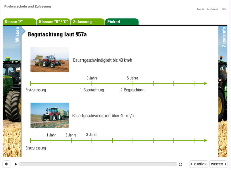 Screenshot aus dem Modul Führerschein und Zulassung © LFI OÖ Screenshot aus dem Modul Führerschein und Zulassung © LFI OÖ