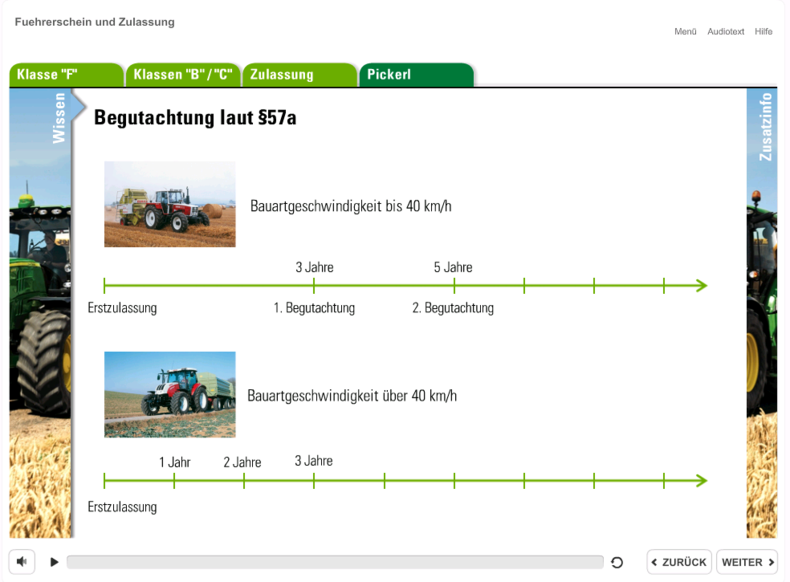 Screenshot aus dem Modul Führerschein und Zulassung © LFI OÖ