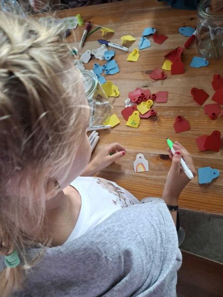 Eine der Aufgaben für die Kinder zum Erlangen des Stempels für den Stempelpass, war eine Schweineohrmarke zu gestalten. .jpg
