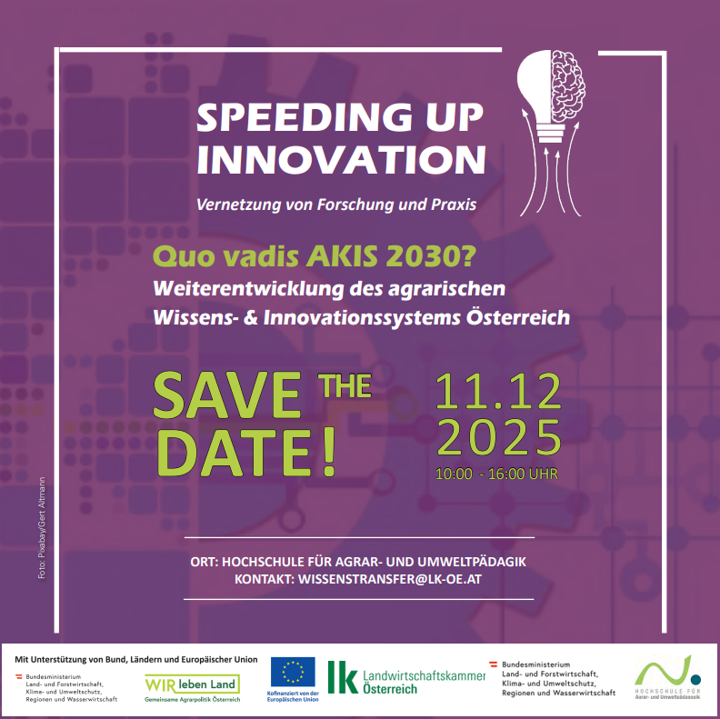 SAVE THE DATE Speeding Up Innovation AKIS 2030.png © LKÖ