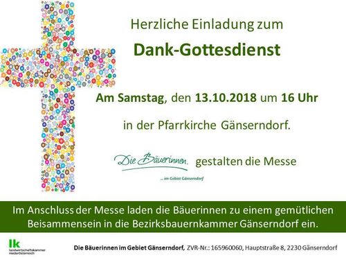 Einladung Zum Dank Gottesdienst Die Bauerinnen Aktuelles