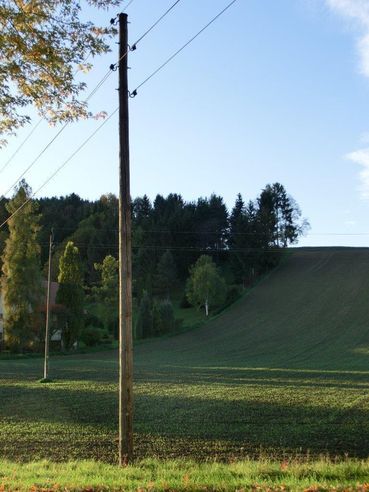 Freileitungen sind ein Hindernis für heutige Maschinen (Maste, Durchfahrtshöhe mit Sicherheitsabstand). © LK OÖ, Wagner