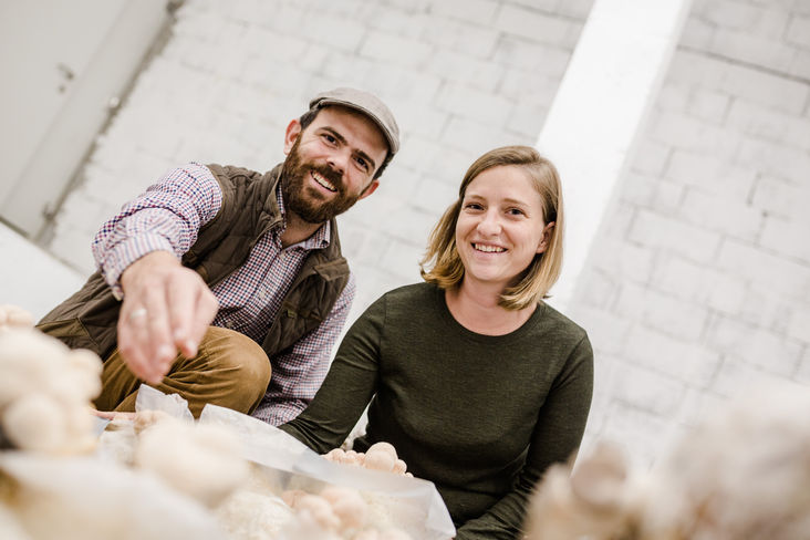 Das junge Unternehmen produziert pro Woche ca. etwa 150 Kilogramm Austernpilze, Kräuterseitlinge und Shiitakepilze auf wassergetränktem Biostroh. © Werner Dedl Das junge Unternehmen produziert pro Woche ca. etwa 150 Kilogramm Austernpilze, Kräuterseitlinge und Shiitakepilze auf wassergetränktem Biostroh. © Werner Dedl