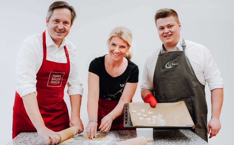 LK NÖ-Präsident Johannes Schmuckenschlager, NÖ Landesbäuerin Irene Neumann-Hartberger, LJ NÖ-Landesobmann-Stv. Lorenz Reisinger