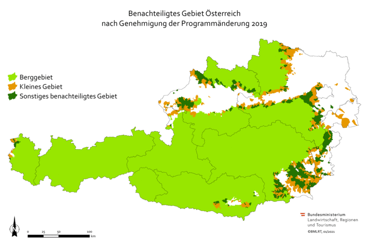 Benachteiligtes Gebiet Österreich nach Genehmigung der Programmänderung 2019.gif