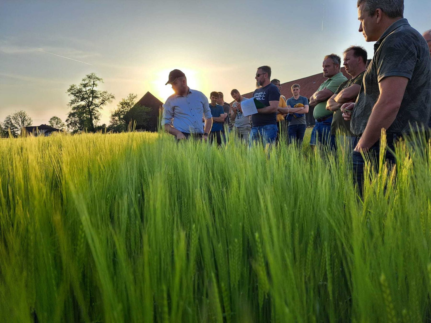 Gewässerschonende Strategien in Mais, Sojabohne, Weizen und Wintergerste waren heute die Diskussionspunkte bei der Feldbegehung in Pettenbach. Vielen Dank für das rege Interesse und für die spannenden Diskussionen. © BWSB