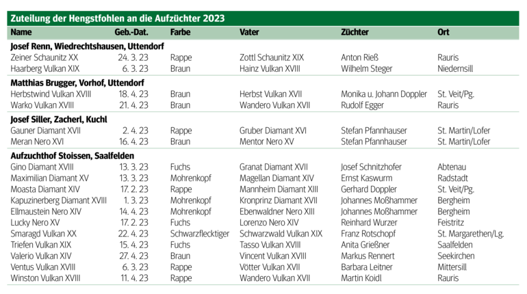 Frischgekörte Hengste für das neue Zuchtjahr.png © Archiv Frischgekörte Hengste für das neue Zuchtjahr.png © Archiv
