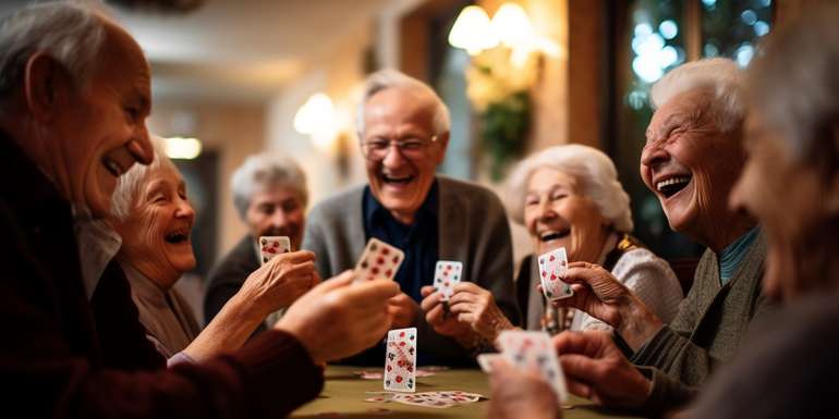 Pensionisten beim Kartenspielen