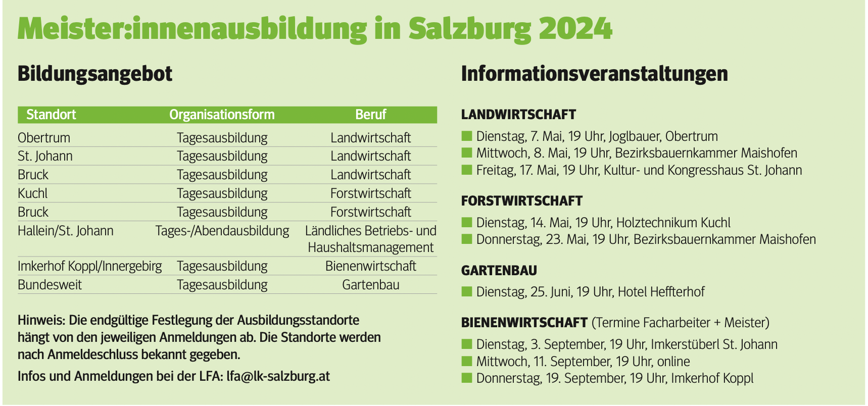 Facharbeiter- und Meisterkurse 2024.png © Archiv Facharbeiter- und Meisterkurse 2024.png © Archiv
