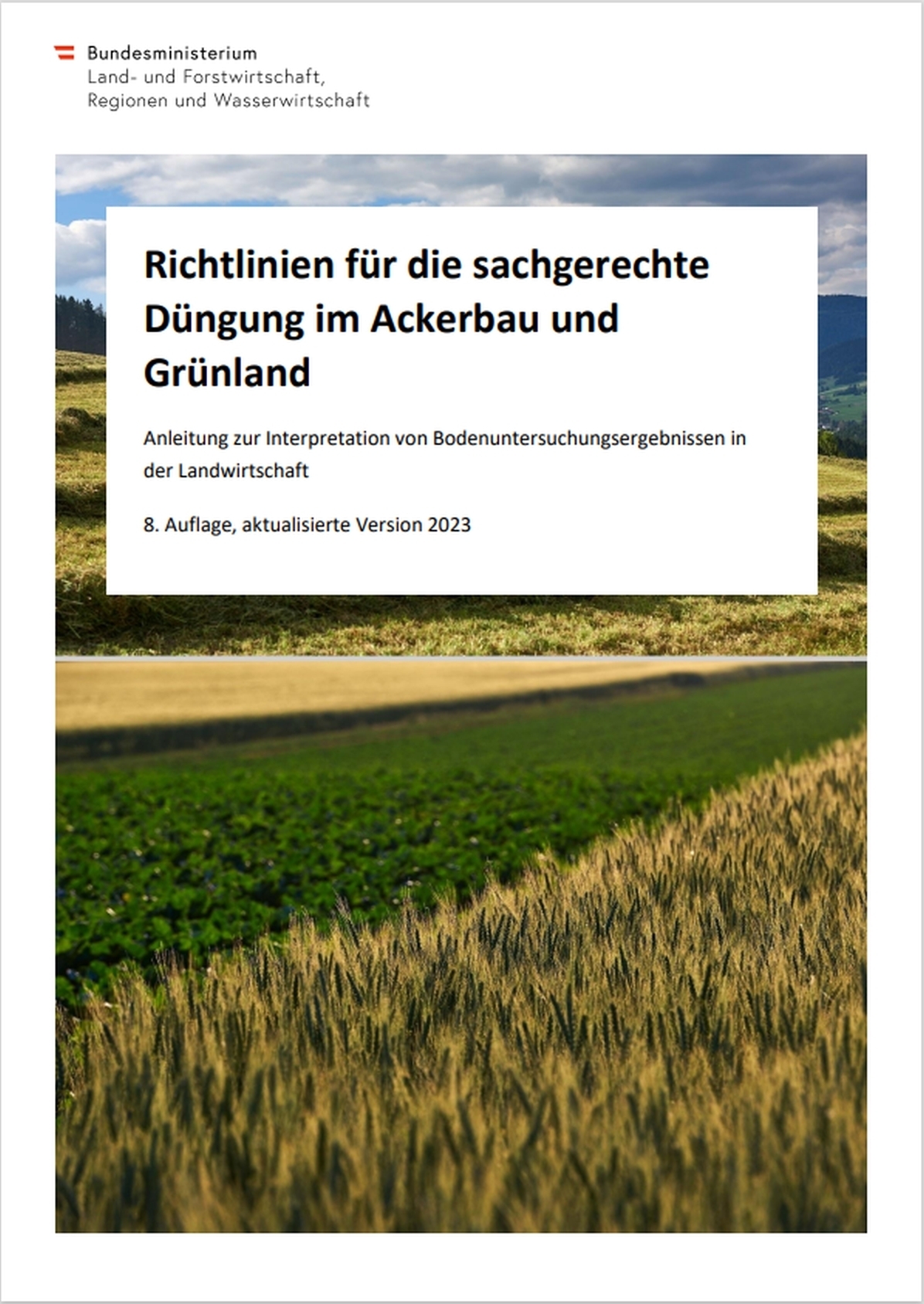 Cover_Richtlinien für die sachgerechte Düngung_8. Auflage_akt Version 2023 © BML