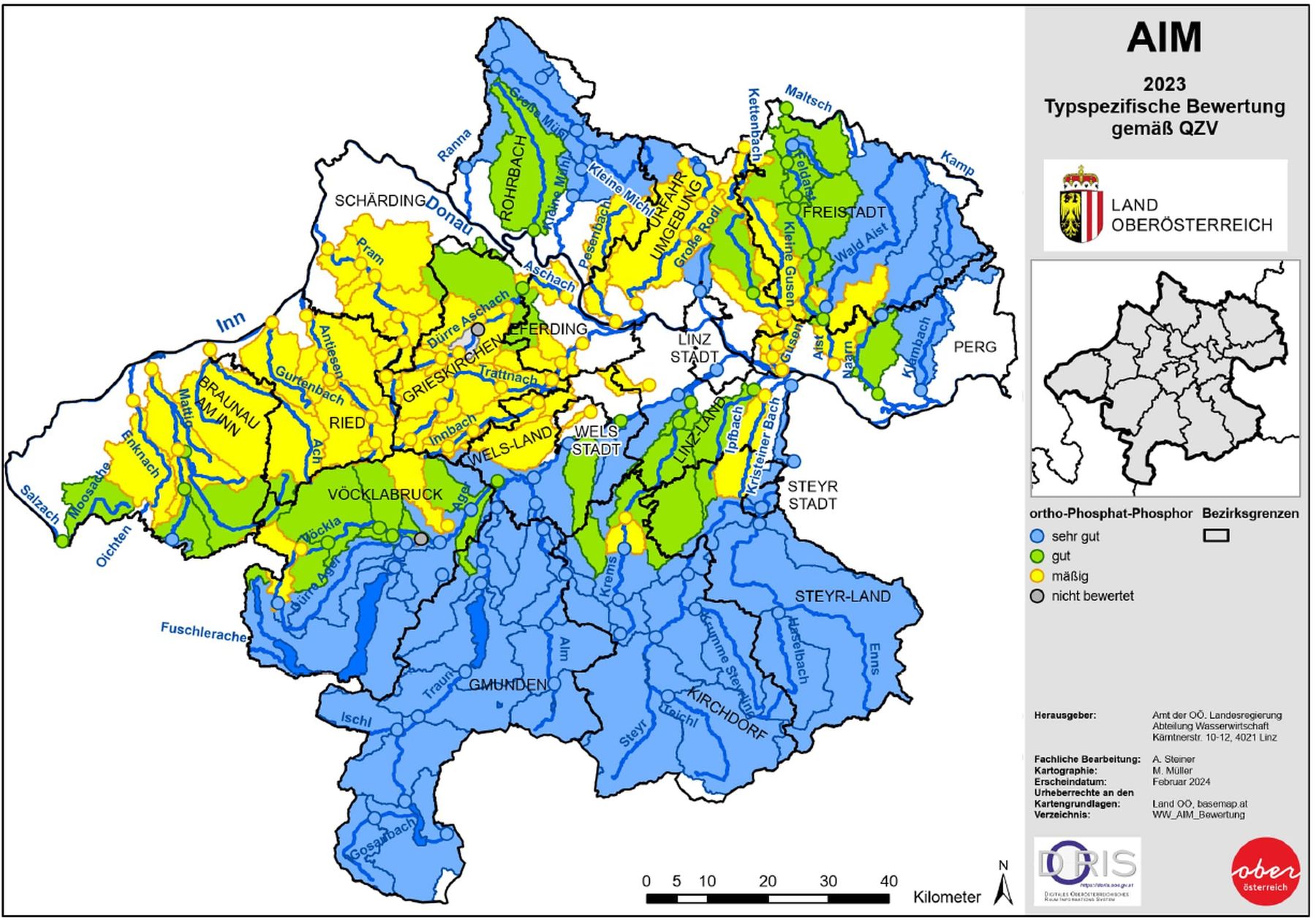 Zustand der Oberflächengewässer betreffend ortho Phosphat, 2023, Land OÖ.jpg