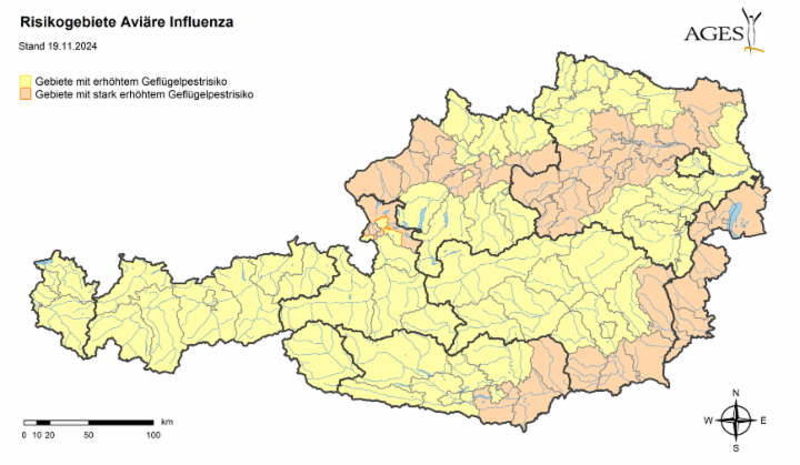 Vogelgrippe Risikogebiete Österreich.png © AGES Vogelgrippe Risikogebiete Österreich.png © AGES
