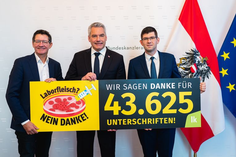 Übergabe Unterschriften Laborfleisch-Petition.jpg © Bundeskanzleramt, Foto honorarfrei verwendbar Übergabe Unterschriften Laborfleisch-Petition.jpg © Bundeskanzleramt, Foto honorarfrei verwendbar