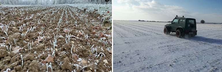 Bodenproben-Ziehung_oberflächlich gefrorenem Boden_Geländewagen.jpg © BWSB/Wallner