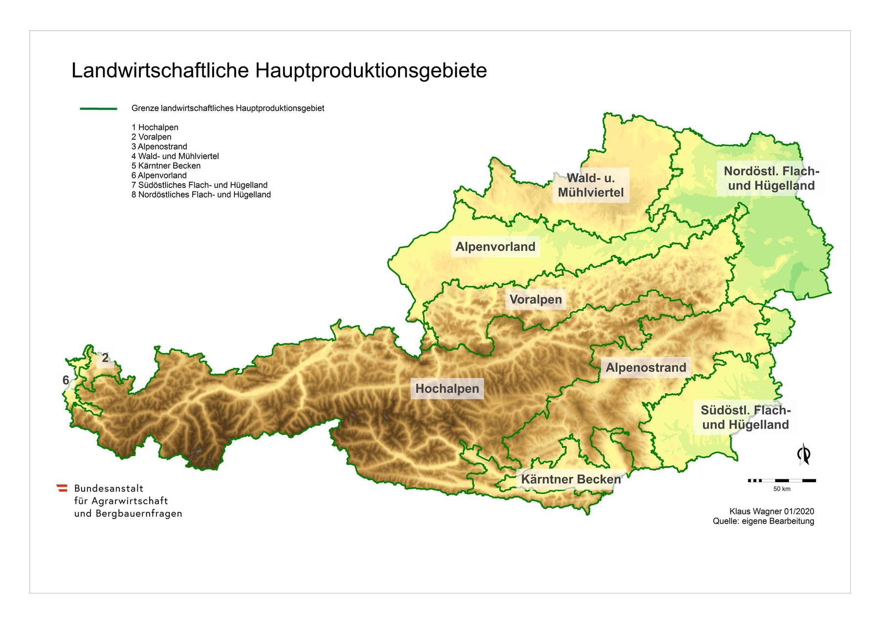 01_Einteilung der Hauptproduktionsgebiete in Österreich_Wagner (1).jpg © Quelle: Bundesanstalt für Agrarwirtschaft und Bergbauernfragen/Wagner