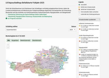 Monitoringkarte Rapsschädlinge © PS-Warndienst