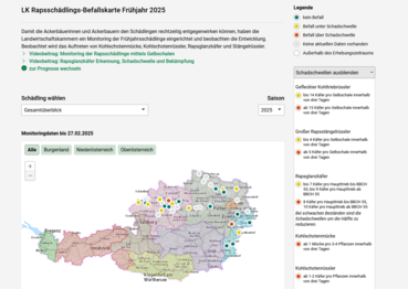 Monitoringkarte Rapsschädlinge © PS-Warndienst Monitoringkarte Rapsschädlinge © PS-Warndienst