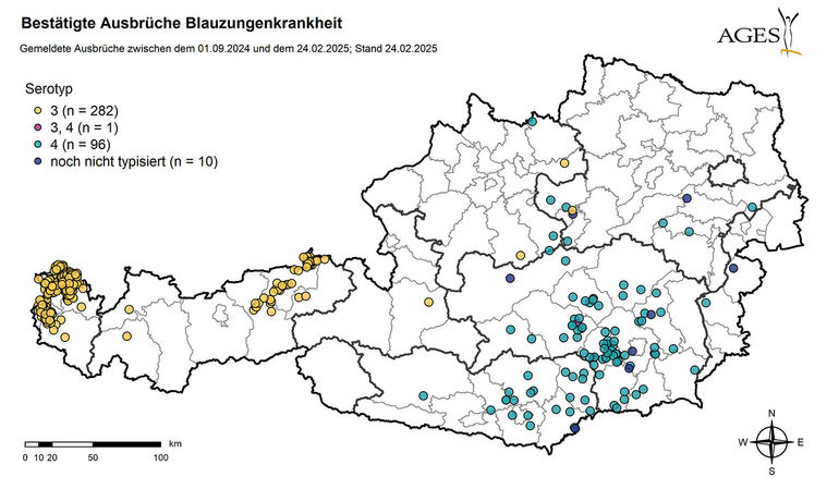 BTV_Ausbrueche_AT_Stand24022025.jpg © Quelle: Ages