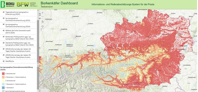 Screenshot Borkenkäfer-Dashboard.png © Boku/BFW