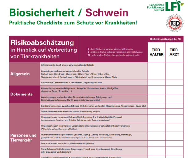 Checkliste Schwein © LFI Checkliste Schwein © LFI