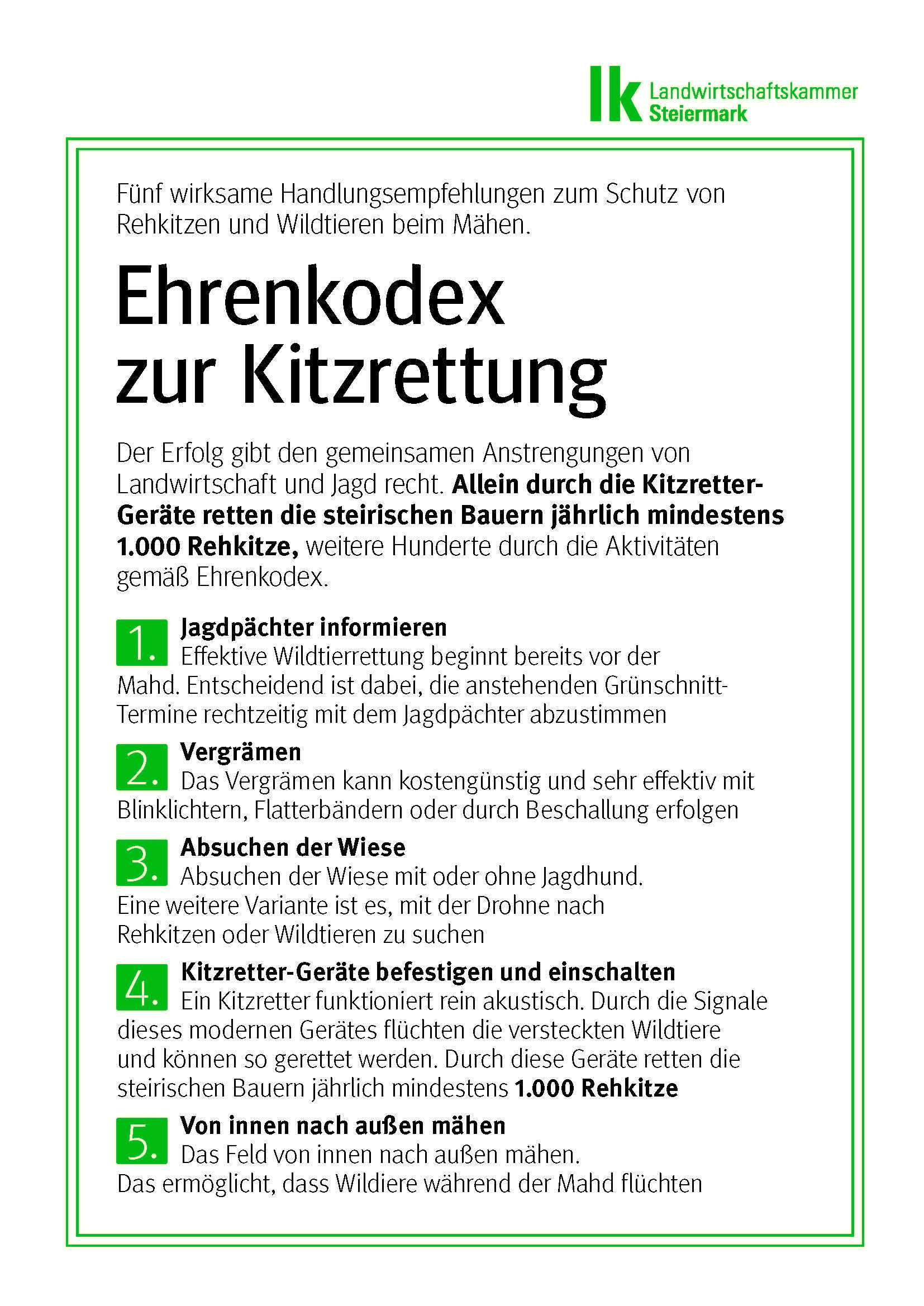 Ehrenkodex_Rehkitz © LK Stmk
