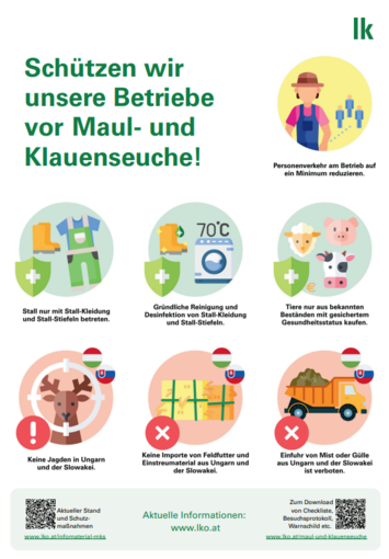 Plakat  Schützen wir unsere Betriebe vor der MKS .png © LKÖ/Siegl Plakat  Schützen wir unsere Betriebe vor der MKS .png © LKÖ/Siegl