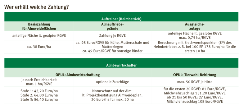 Almwirtschaft wer erhält welche Zahlungen.png © LK Kärnten