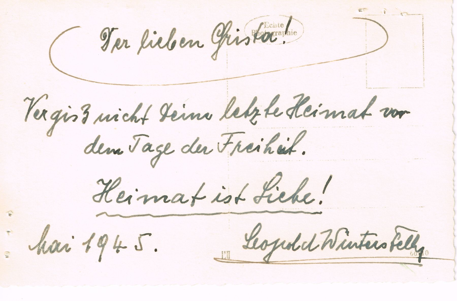 Leopold Wintersteller Postcard 1945 - Reverse Inscription.jpg © Privat
