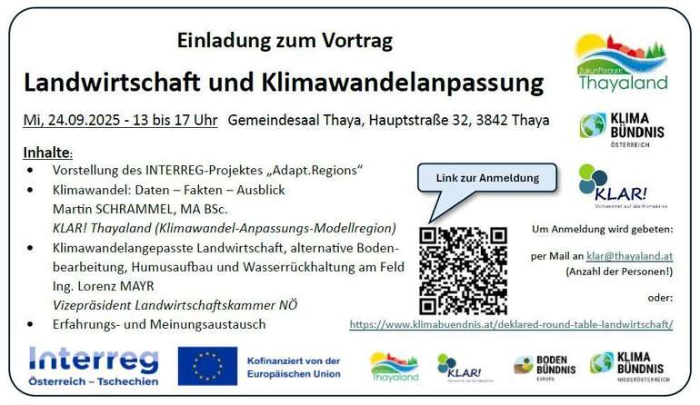Einladung zum Vortrag Landwirtschaft und Klimawandel.jpg © Zukunftsraum Thayaland