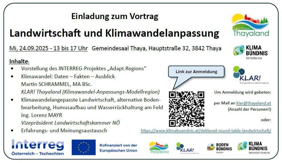 Einladung zum Vortrag Landwirtschaft und Klimawandel.jpg © Zukunftsraum Thayaland