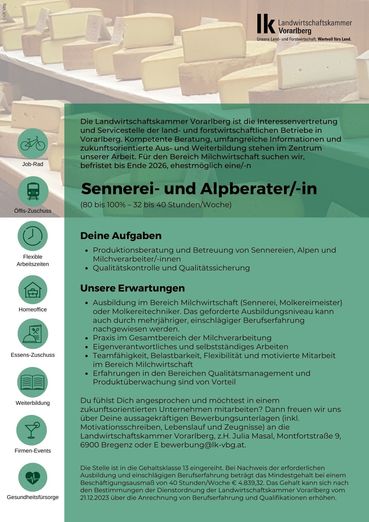 Ausschreibungen Sennereiberater-in.jpg © LK Vbg