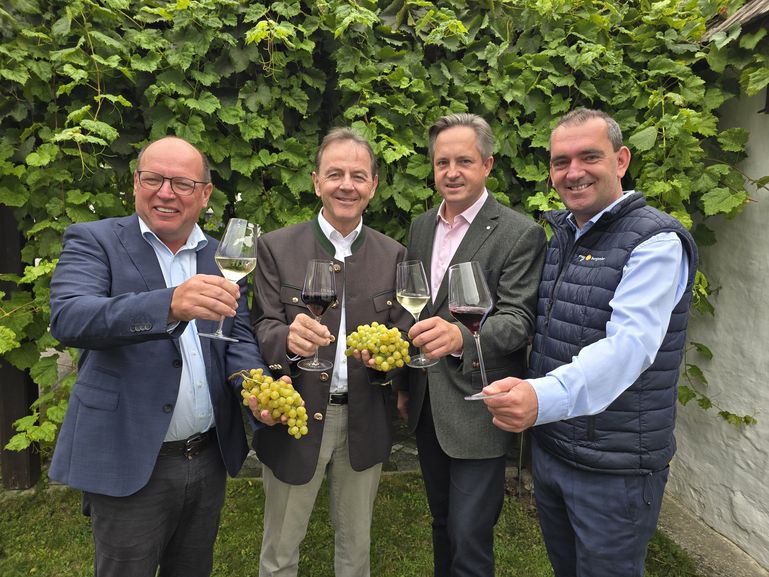 PK Weinlesereise mit Liegenfeld, Berlakovich, Schmuckenschlager, Oschep © LKBgld_Tesch-Wessely