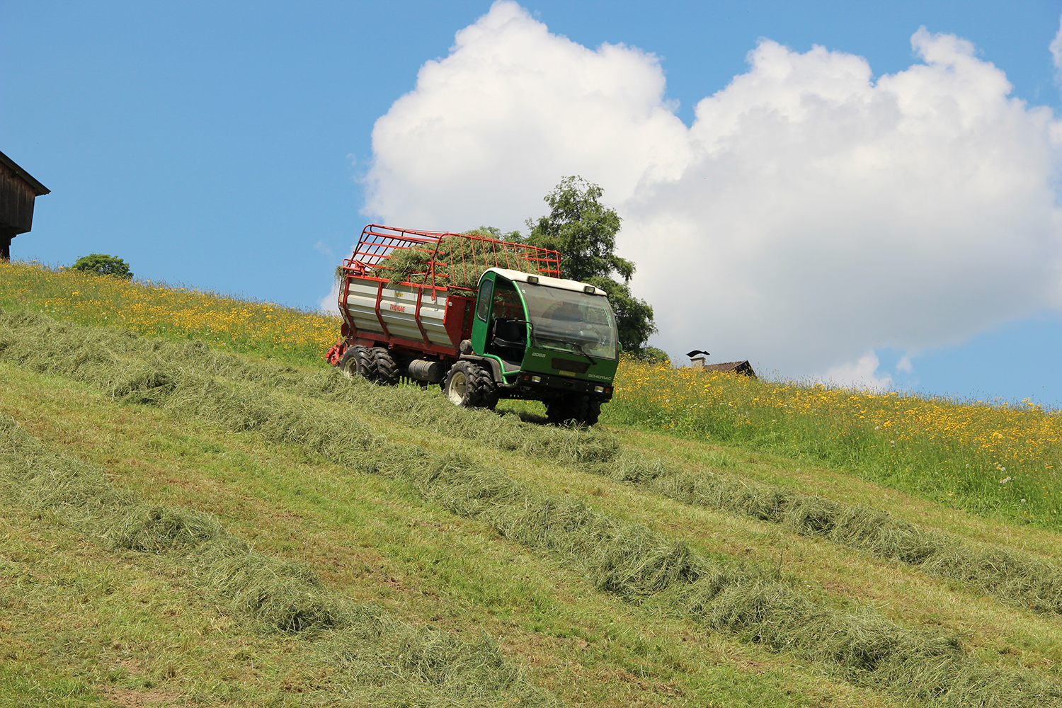 LKW für die Heuernte im Steilhang © Peter Schiessling