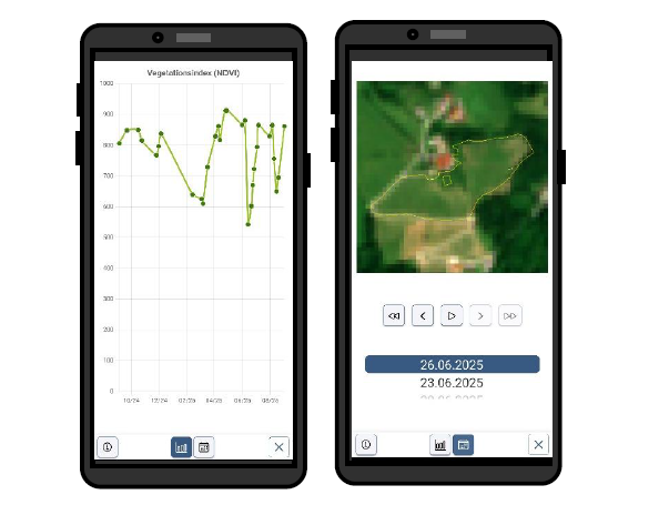 NDVI-Kurve und Satellitenbildanzeige in der AMA MFA Fotos App.png © AMA