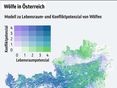 Konfliktpotenzial Wolf © Grafik nach  Projekt Lebensraum- und Konfliktpotentialmodell für den Wolf (Canis Lupus) in Österreich , Universität für Bodenkultur