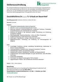 Stellenausschreibung Geschäftsführer/in für Urlaub am Bauernhof.jpg © Archiv