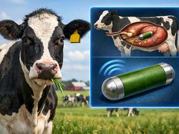 Kuh und Bolussensor.jpg © Bild: KI generiert