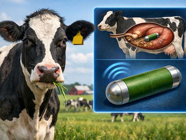 Kuh und Bolussensor.jpg © Bild: KI generiert