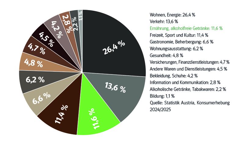 Tabelle zu Haushaltsausgaben © Statistik Austria, Konsumerhebung 2024/2025