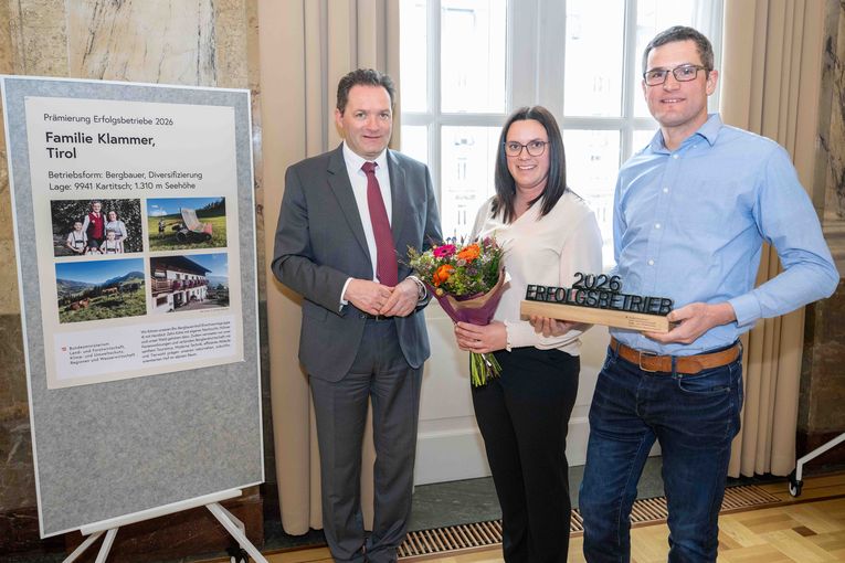 Auszeichnung erfolgreicher Betriebsführer:innen 2026.jpg © BMLUK/Hemerka