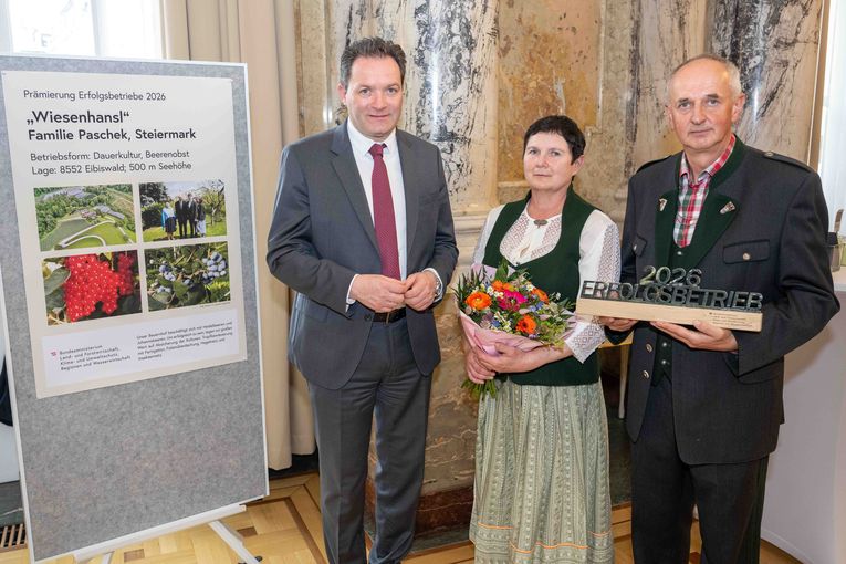 Auszeichnung erfolgreicher Betriebsführer:innen 2026.jpg © BMLUK/Hemerka