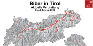 Landkarte Verbreitung Biber_UEB_2026_02 © Tiris Land Tirol