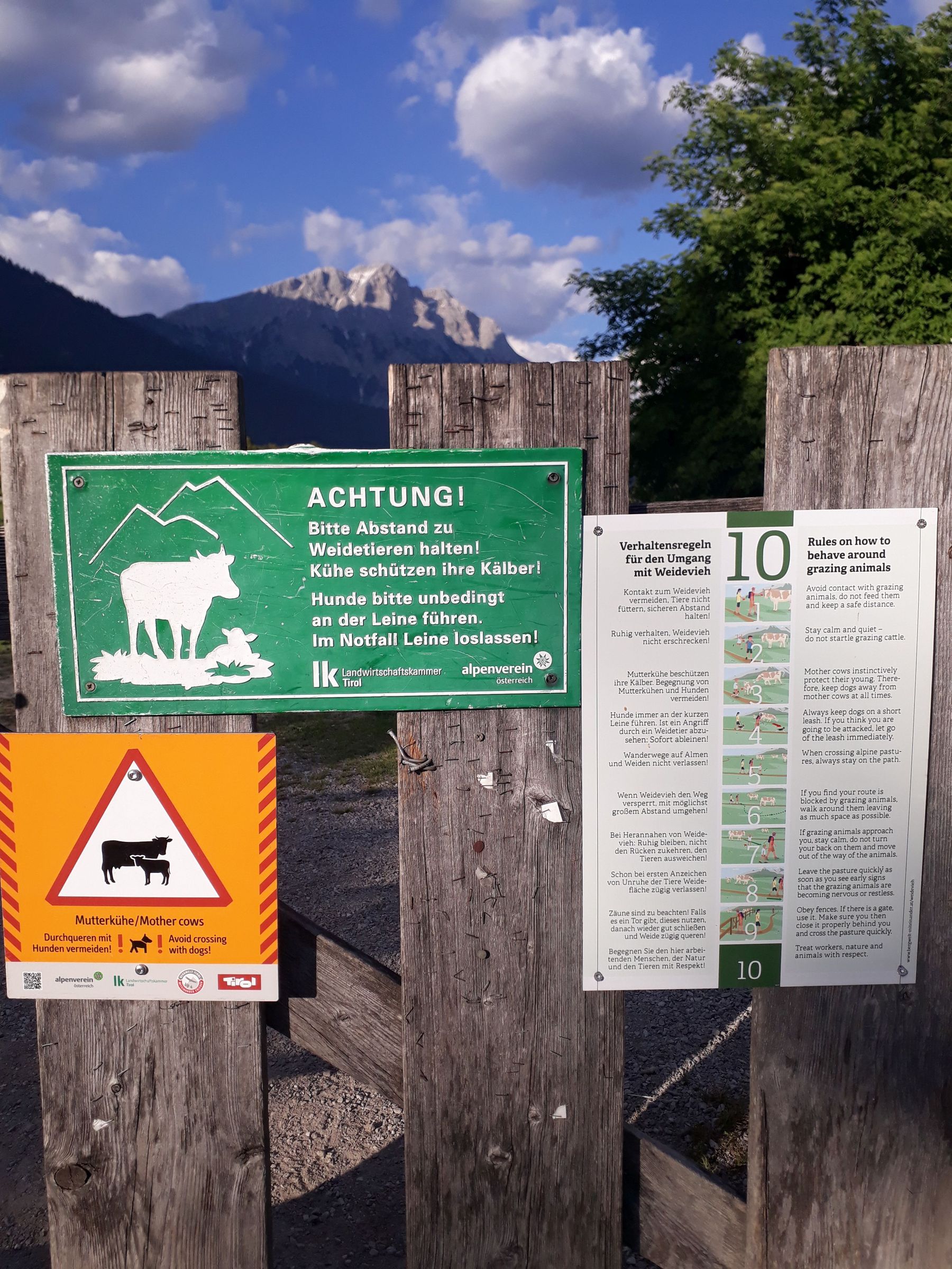 Hinweis- und Warntafeln Almsicherheit © LK Tirol