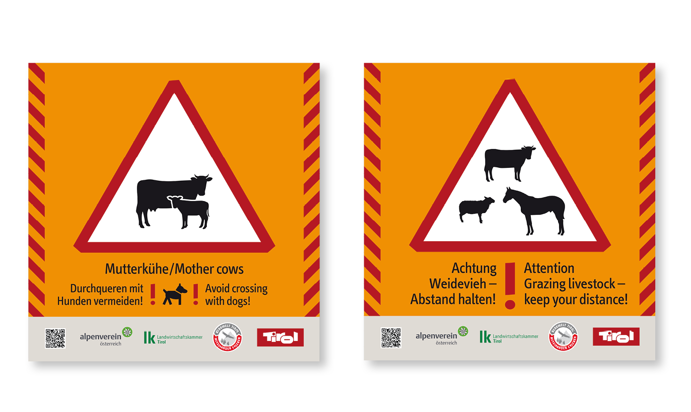 Hinweis- und Warntafeln Almsicherheit © LK Tirol