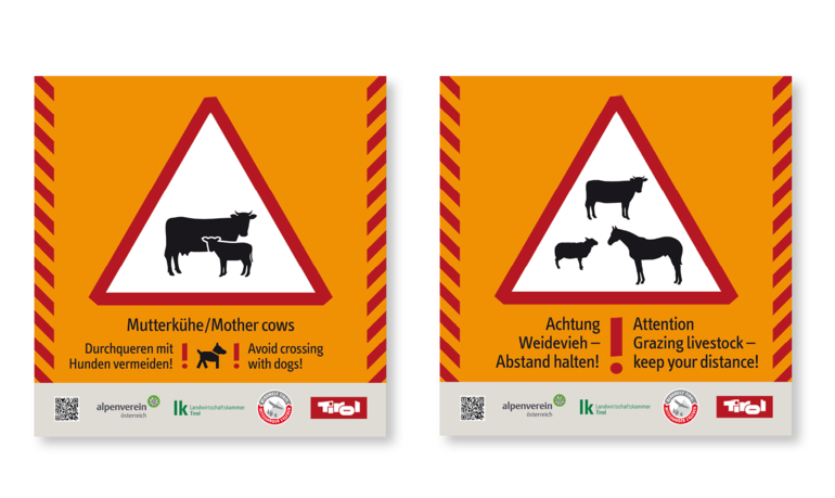 Hinweis- und Warntafeln Almsicherheit © LK Tirol