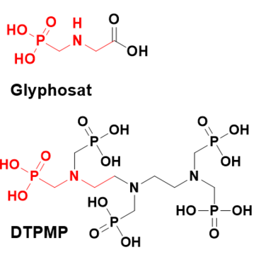 Struktur­formeln von Glyphosat und DTPMP © Arbeitskreis Huhn